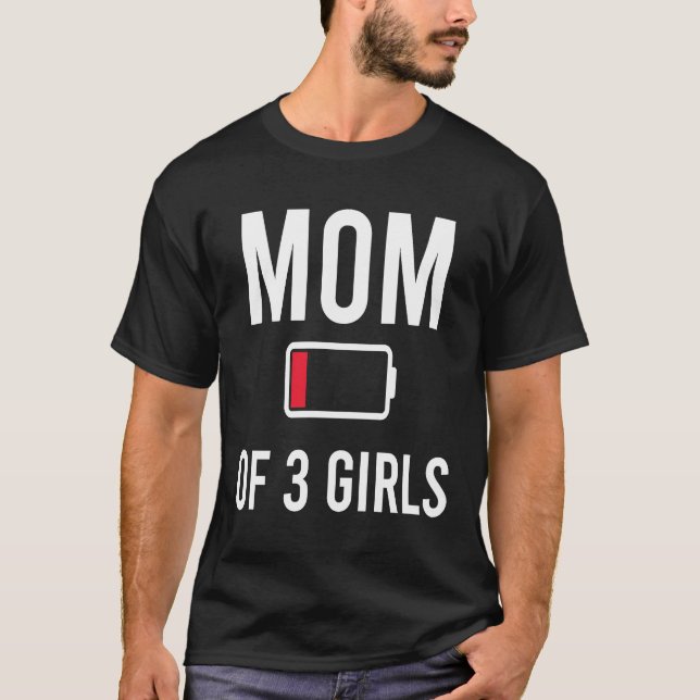 Müde Mama 3 Mädchen mit niedrigem Batterieanteil T-Shirt (Vorderseite)