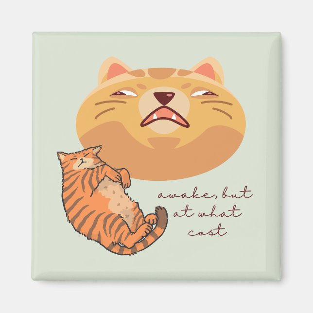 Müde Orange Katze Magnet (Vorne)