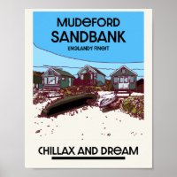 Mudeford Sandbank English Beach Art Poster
