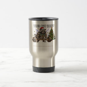 Müder aber glücklicher Pharao-Waschbär-Gym-Christm Reisebecher