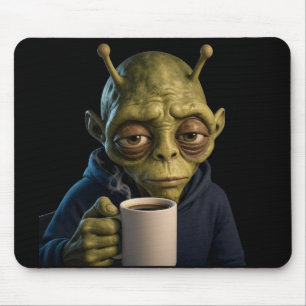 Müder Alien Morgen Kaffee Gaming-Mauspad Mousepad