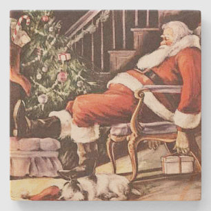 Müder Weihnachtsmann Weihnachten Steinuntersetzer