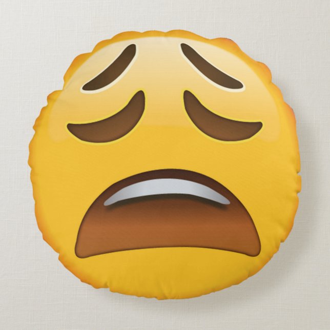 Müdes Emoji Rundes Kissen (Vorderseite)