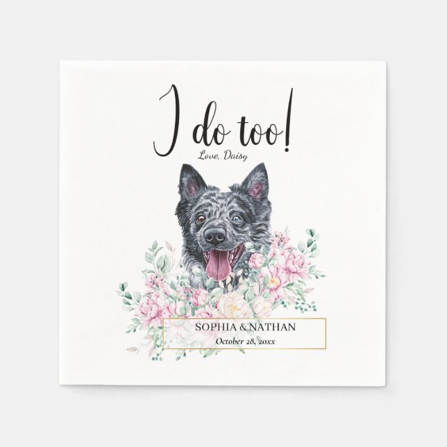 Mudi Dog Wedding Cocktail Napkins Serviette (Vorderseite)