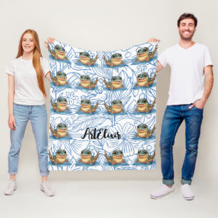 Mudskipper Kawaii Blue Print Fleecedecke