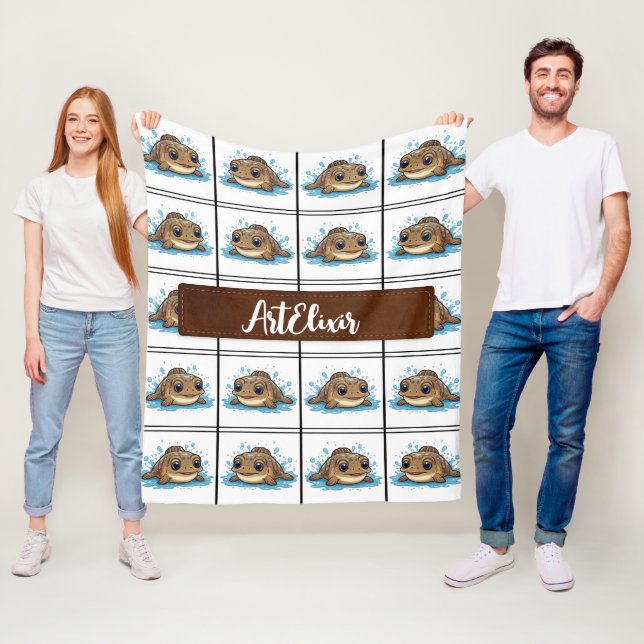 Mudskipper Kawaii Brown Pattern Fleecedecke (Beispiel)