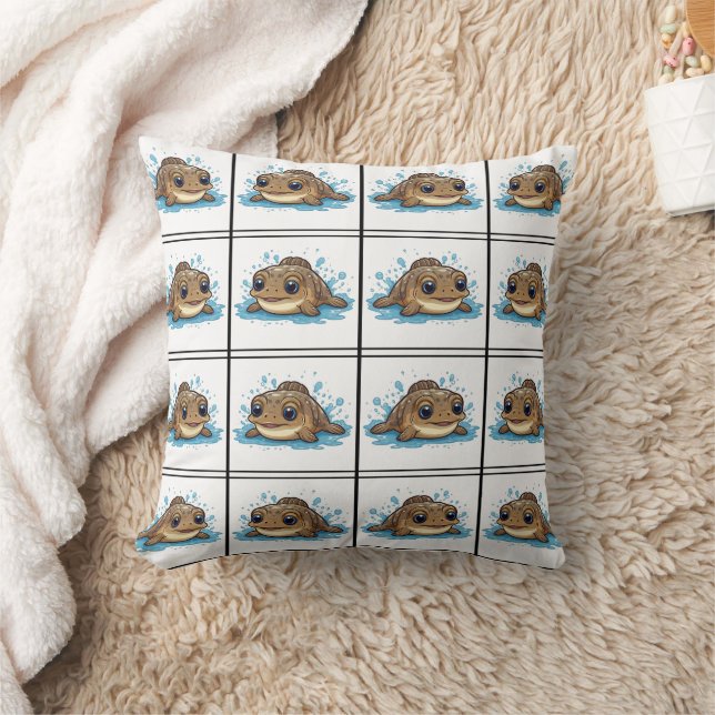 Mudskipper Kawaii Brown Pattern Kissen (Decke)