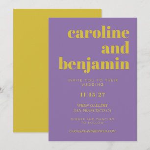 muffiger, heller Lila und gelber moderner Heiratsi Einladung