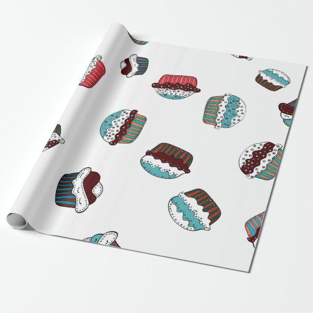 Muffin. Herzlichen Glückwunsch Geburtstagskupkuche Geschenkpapier (Ungerollt)