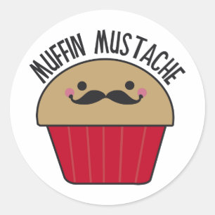 Muffin Mustache Runder Aufkleber