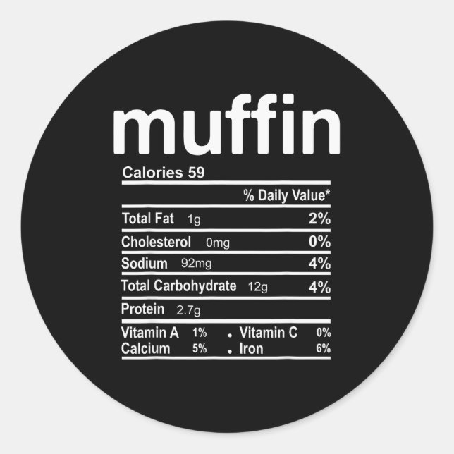 Muffin Nutrition Facts Funny Thanksgiving Christma Runder Aufkleber (Vorderseite)