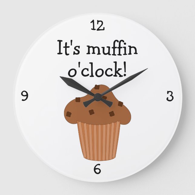 Muffin O'Clock Spaß Food Grafik Große Wanduhr (Vorderseite)