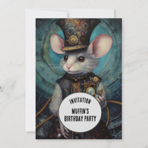 Muffin-Steampunk-Tier mit eigenem Namen Einladung