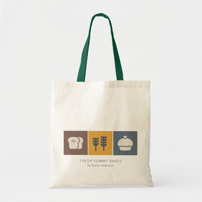 Muffin Weizen Brot Ochre Brown Grau Koch Backen Tragetasche (Vorne)