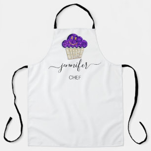 Muffins Bäckerei Catering Cakes Smile Gold Lila Schürze