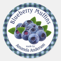 Muffins bleuets Plaid 3" Étiquette alimentaire cir