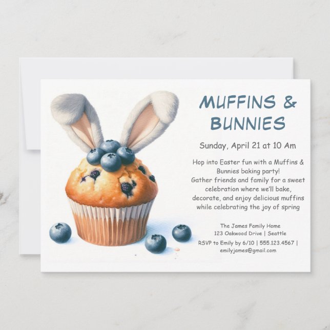 Muffins & Bunnies - Invitation à la fête de pâtiss (Devant)