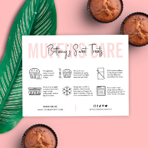 Muffins Care Instructions Guide Pink Bakery Dankeskarte