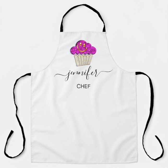 Muffins Catering Bäckerei Cakes Smile Gold Pink Cu Schürze (Vorderseite)