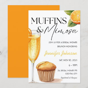Muffins & Mimosa Orange Brautparty Brunch Einladung