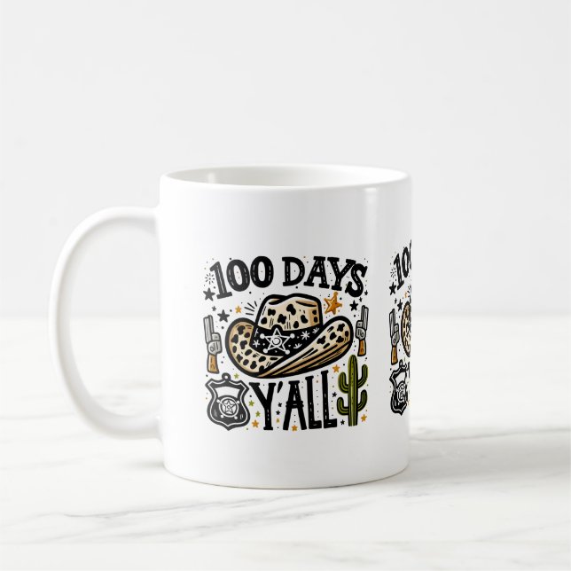 Mug 100 Jours Y'all, 100 Jours D'École Drôle (Gauche)