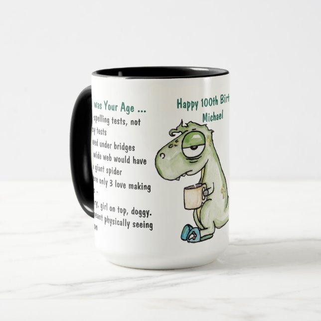 Mug 100e anniversaire amusant Obtenir plus âgé Cadeau  (Devant gauche)