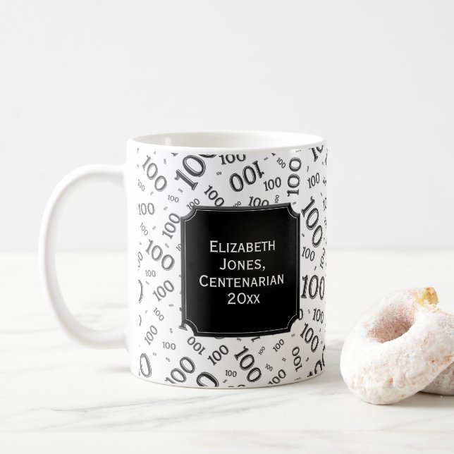 Mug 100e anniversaire Numéro noir Motif Centenarian (Avec donut)