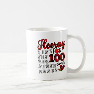 Mug 100e jour d'école Buffalo Plaid Hourra pour 100 J