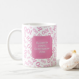Mug 100th Centenarian rose de motif de nombre