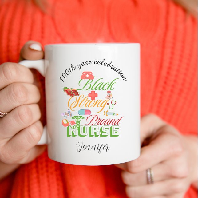 Mug 100th year celebration black history nurse  (Créateur téléchargé)