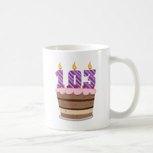 Mug 103 ans sur le gâteau d'anniversaire