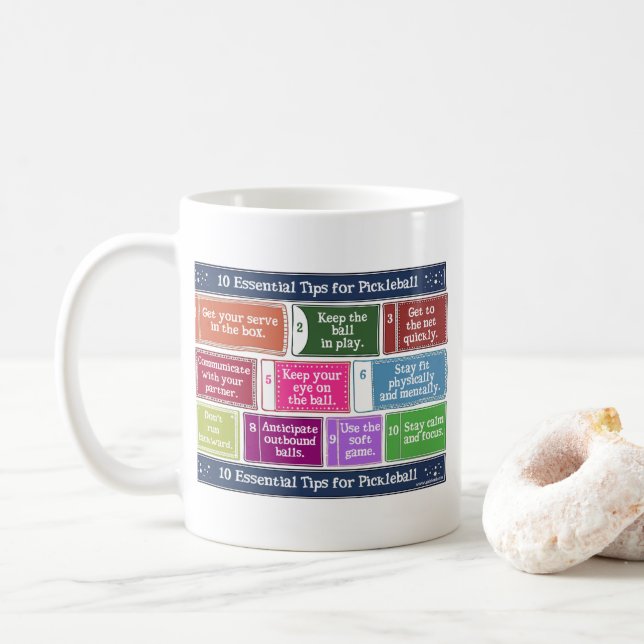 Mug 10 bouts essentiels pour Pickleball (Avec donut)