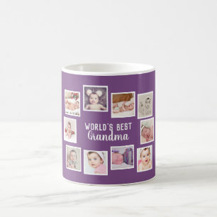 Mug 10 Collage Photo Avec Texte Personnalisé Violet