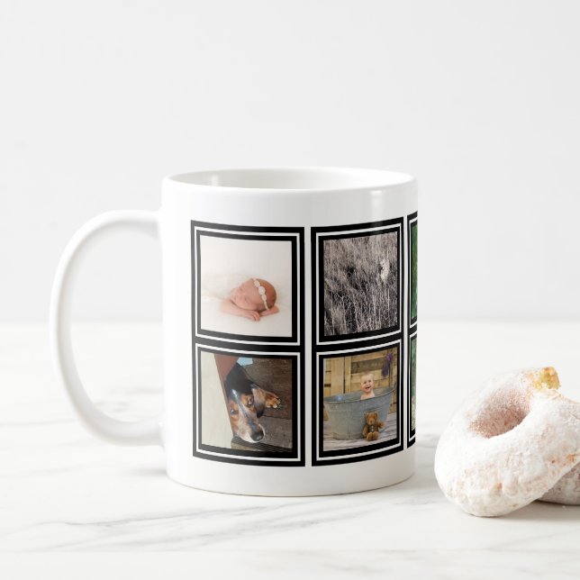 Mug 10 famille moderne faite sur commande du collage | (Avec donut)
