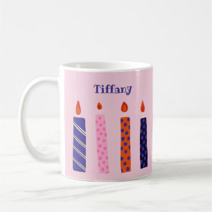 Mug 10 Jolies bougies d'anniversaire roses et violette
