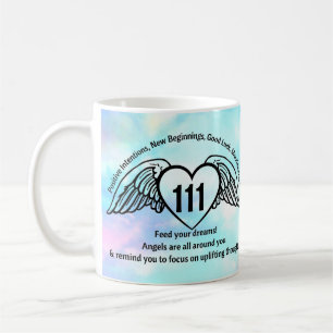 Mug 111 Numéros d'ange Blue Pastel Sky Affirmation Nom