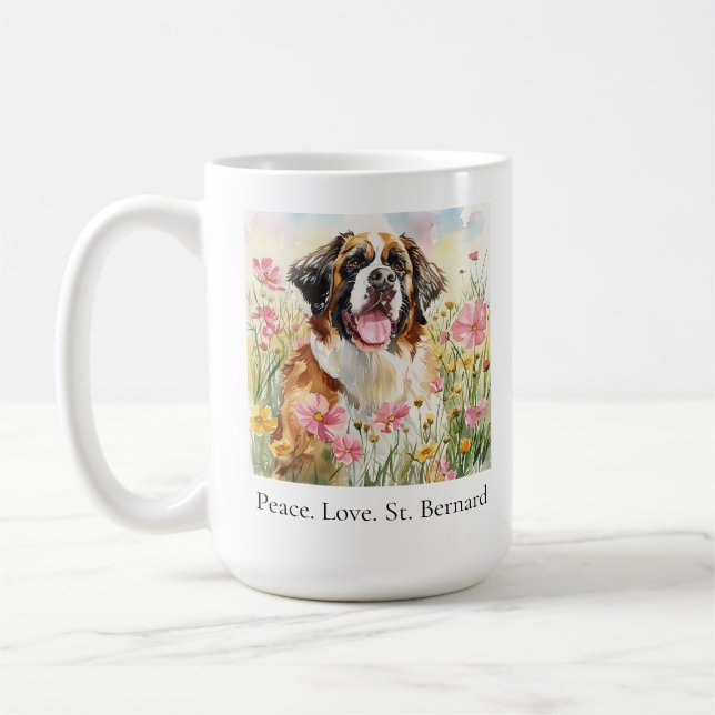  Mug (11 oz) – Peace. Love. Saint Bernard Kaffeetasse (Links)