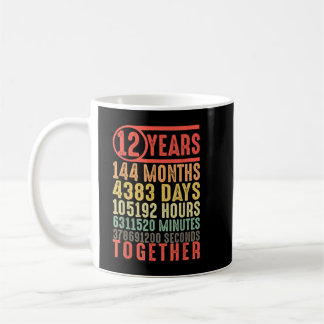 Mug 12 ans de cadeaux pour l'anniversaire du Mariage p