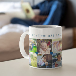 Mug 12 collage de photos AMOUR pour le MEILLEUR PÈRE é