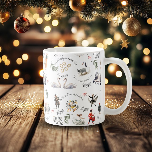 Mug 12 Days of Christmas Vintage (Twelve days of Christmas vintage holiday mug
)