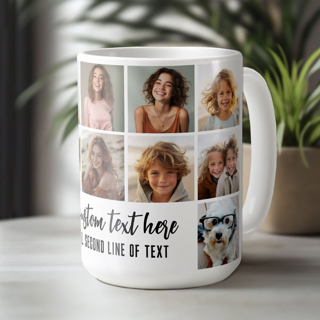 Mug 12 Grille de collage photo - 2 Zones de texte - no (Custom Photo Mug)