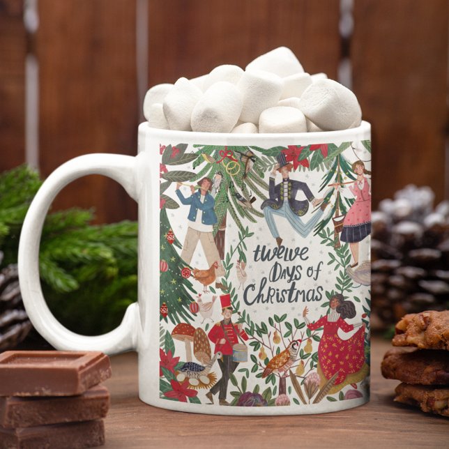Mug 12 Jours de Noël Illustration classique (twelve Days of Christmas illustration traditional vintage retro Mug)