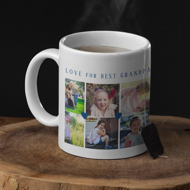 Mug 12 photo collage LOVE pour BEST GRANDPA marine ble (Créateur téléchargé)