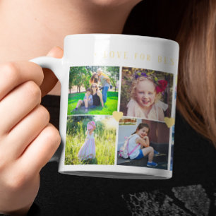Mug 12 photo collage LOVE pour BEST MOM coeurs jaunes
