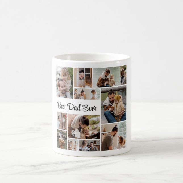 Mug 12 Photo Collage Meilleur Papa Jamais (Centre)
