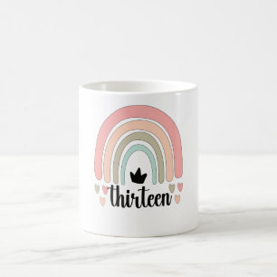 Mug 13e anniversaire Boho Rainbow Party Enfants 13 ans