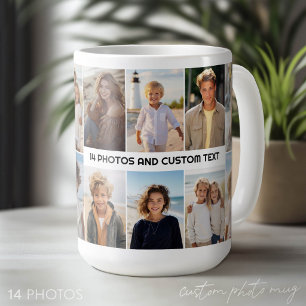 Mug 14 Grille de collage de photos - Texte central mod