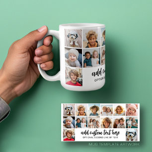 Mug 14 Grille de collage photo - 2 Zones de texte - no