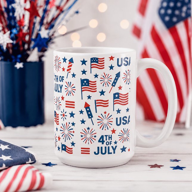 Mug 14 juillet 🇫🇷 | Feux d'artifice, Étoiles & Améri (Créateur téléchargé)