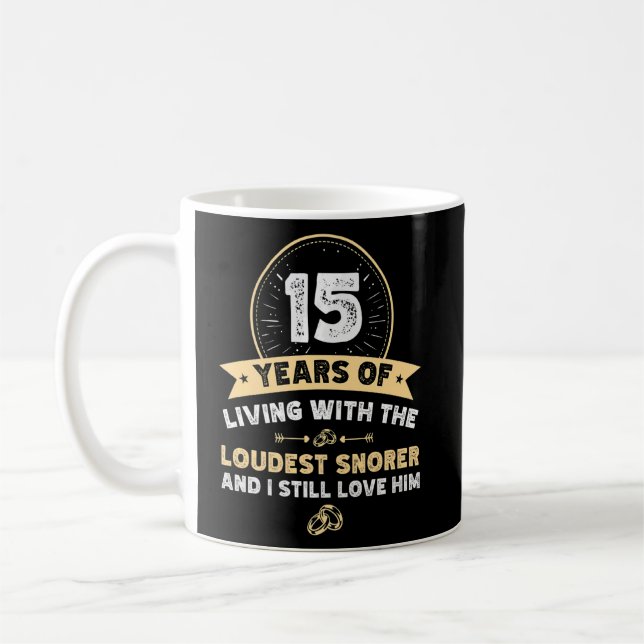 Mug 15 ans anniversaire mariage le plus bruyant snorer (Gauche)
